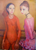 Due ballerine, anni 60, olio, cm 70x50, Napoli, collezione privata